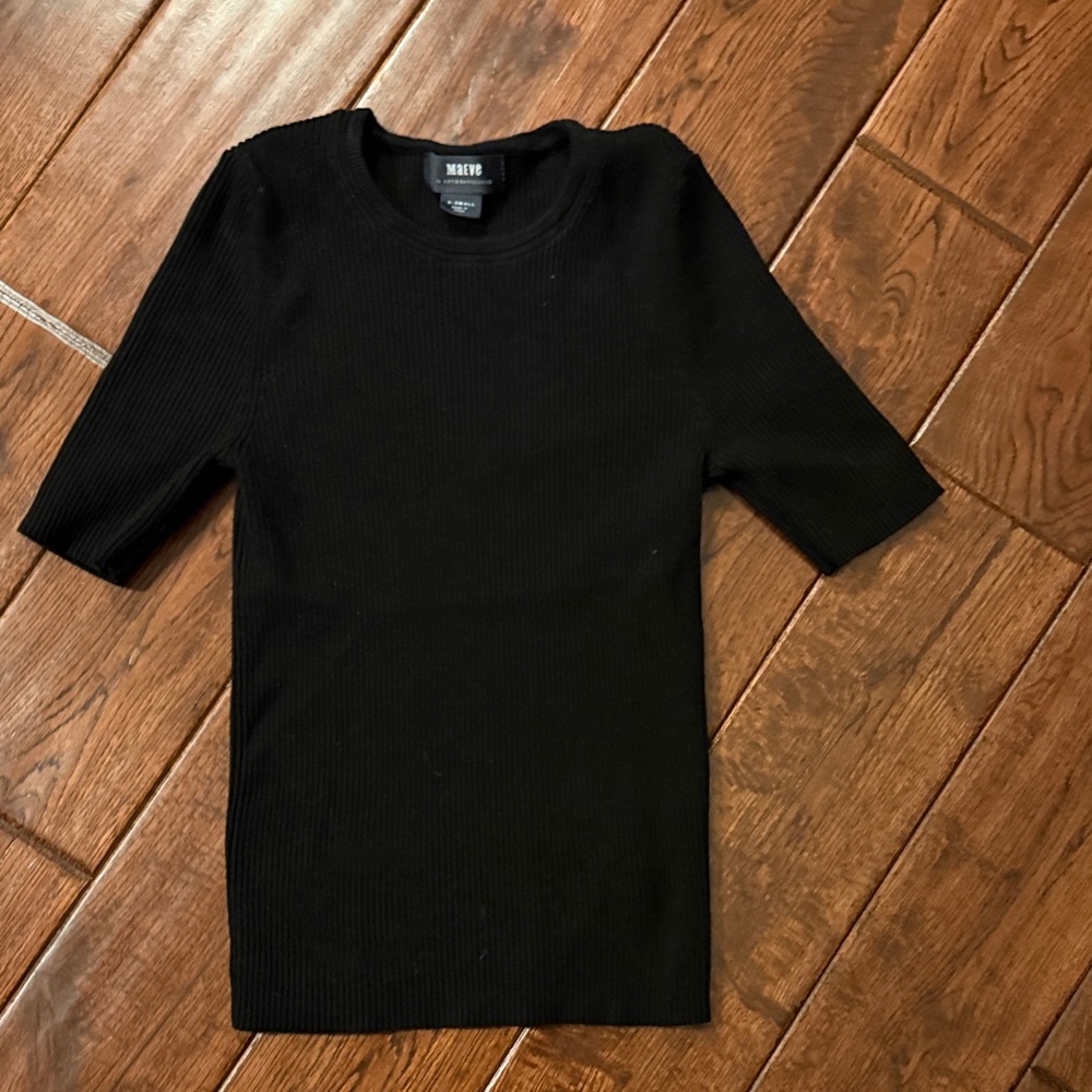 Anthropologie Maeve Black Ribbed Women's Top